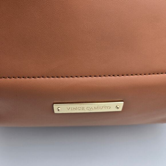 Vince Camuto Leila Brown Leather Drawstring Bucket Bag - Picture 5 of 15